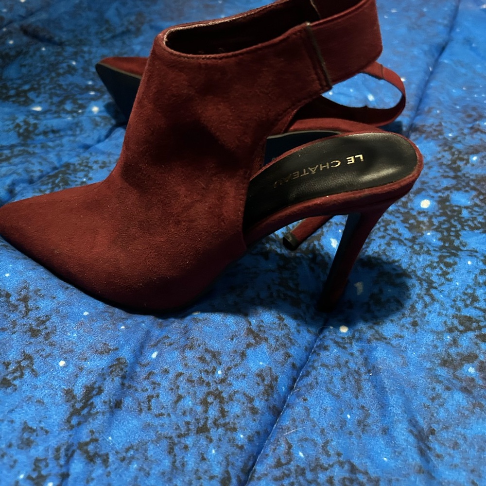 👠 NWT Le Château Suede Slingback Booties - Burgundy/Wine💜 FAST SHIPPING!!! 🚚💨